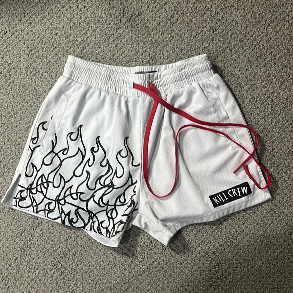 Kill Crew White/Black Flame Shorts